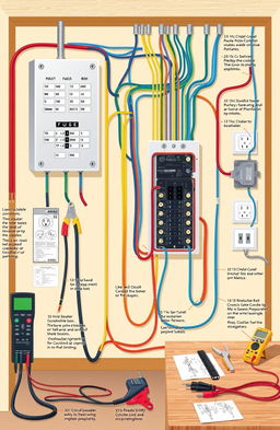 A detailed illustration of complex electrical wiring in a modern home