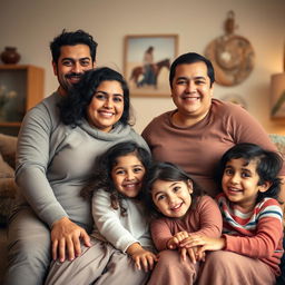 A heartwarming family portrait featuring a joyful Iranian family