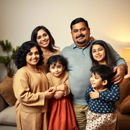 A touching family portrait featuring a warm and loving Iranian family