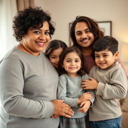 A touching family portrait featuring a warm and loving Iranian family