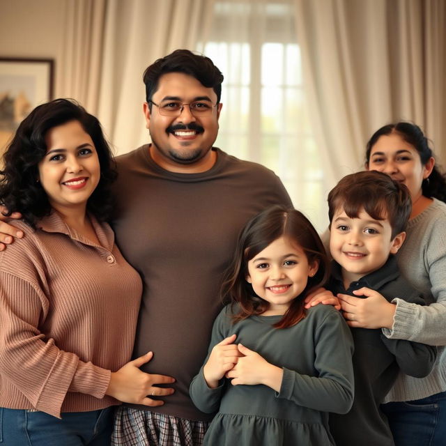 A touching family portrait featuring a warm and loving Iranian family