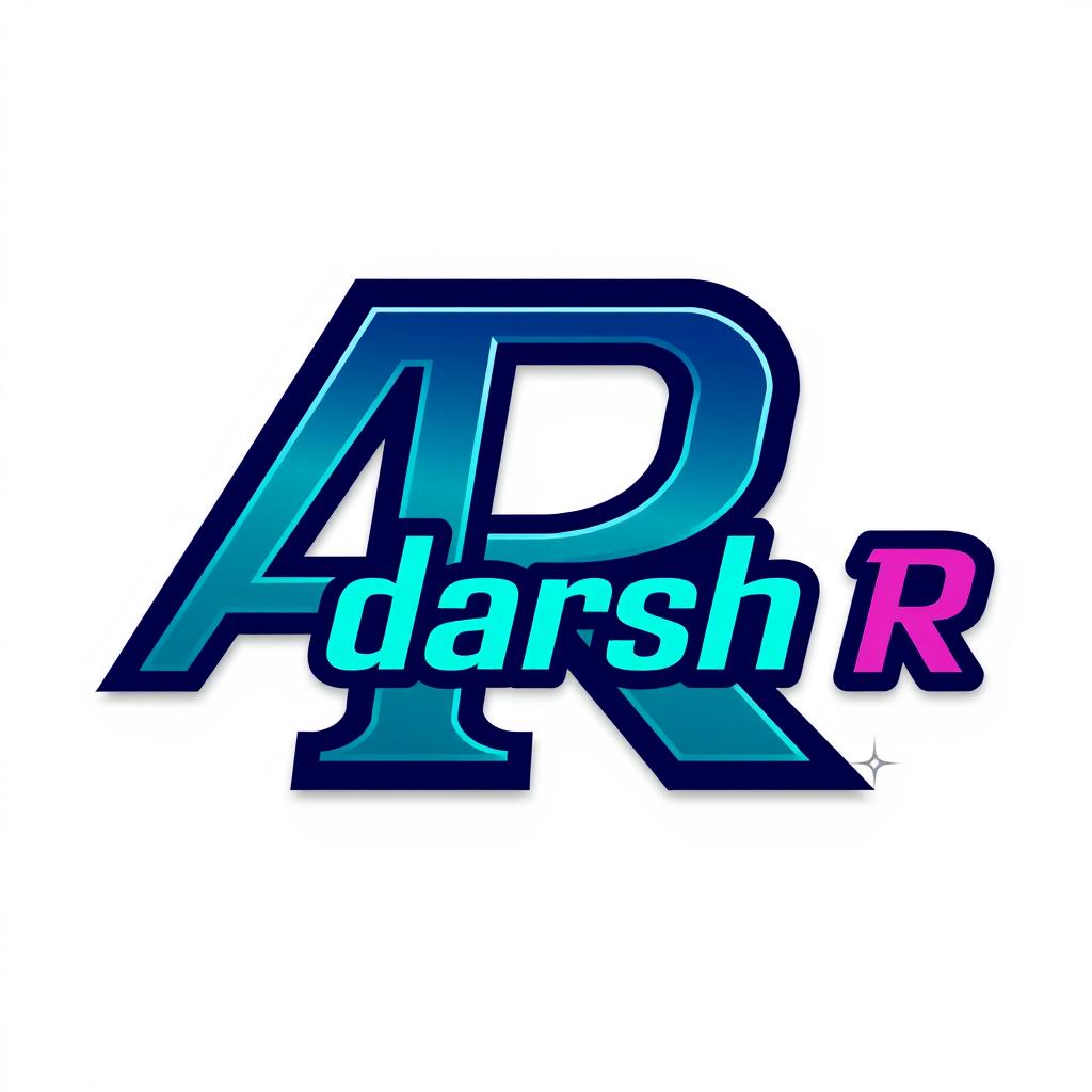 A stylized graphic logo featuring the name 'Adarsh R' in bold, modern typography