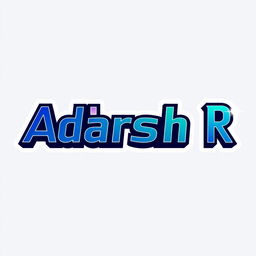 A stylized graphic logo featuring the name 'Adarsh R' in bold, modern typography