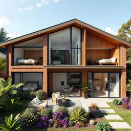 A detailed architectural design of a modern house featuring three bedrooms, one sitting room, and one common toilet