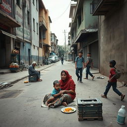 A poignant street scene depicting the stark realities of a poor economy in a developing area