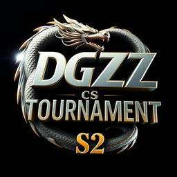A stunning 3D logo featuring a majestic dragon entwined around the text "DGZ CS TOURNAMENT"