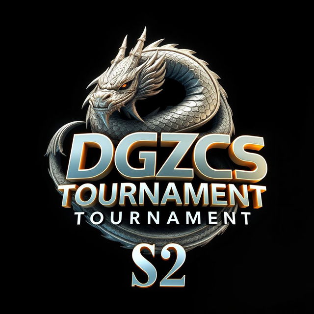 A stunning 3D logo featuring a majestic dragon entwined around the text "DGZ CS TOURNAMENT"