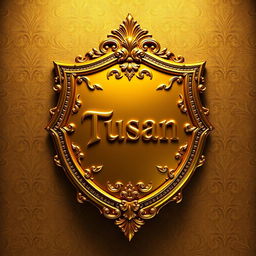 A profile picture featuring a highly detailed, ornate golden shield at the center