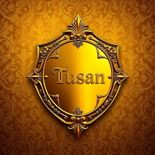 A profile picture featuring a highly detailed, ornate golden shield at the center