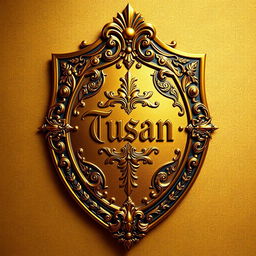A profile picture featuring a highly detailed, ornate golden shield at the center