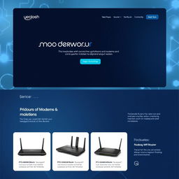 A sleek and modern slider design for a website showcasing a variety of modems and routers