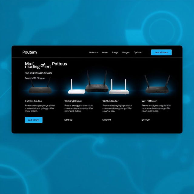 A sleek and modern slider design for a website showcasing a variety of modems and routers