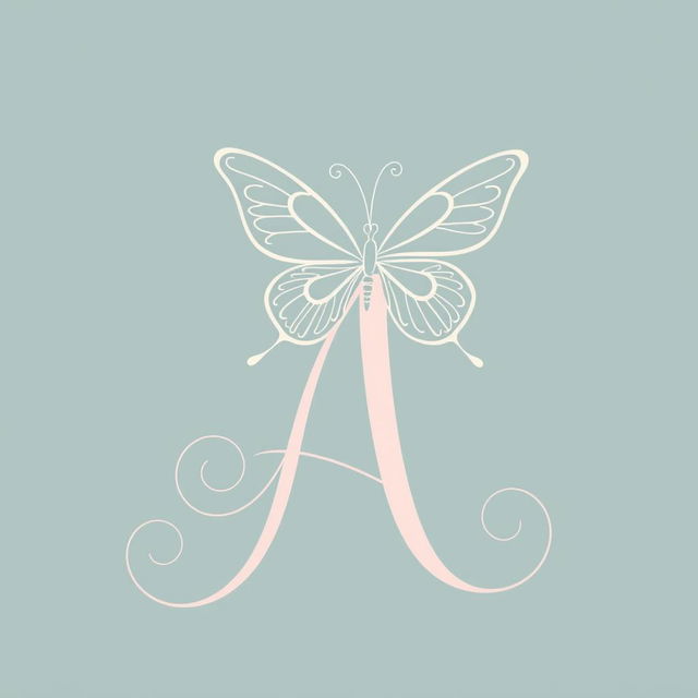 A beautifully designed linear butterfly perched delicately on the letter 'A' composed in an elegant calligraphy font