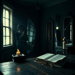 A visually stunning and thought-provoking scene depicting a poetic representation of shame, using contrasting colors to evoke deep emotions