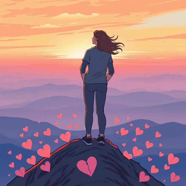 A beautifully illustrated scene that represents motivation and resilience amidst heartbreak