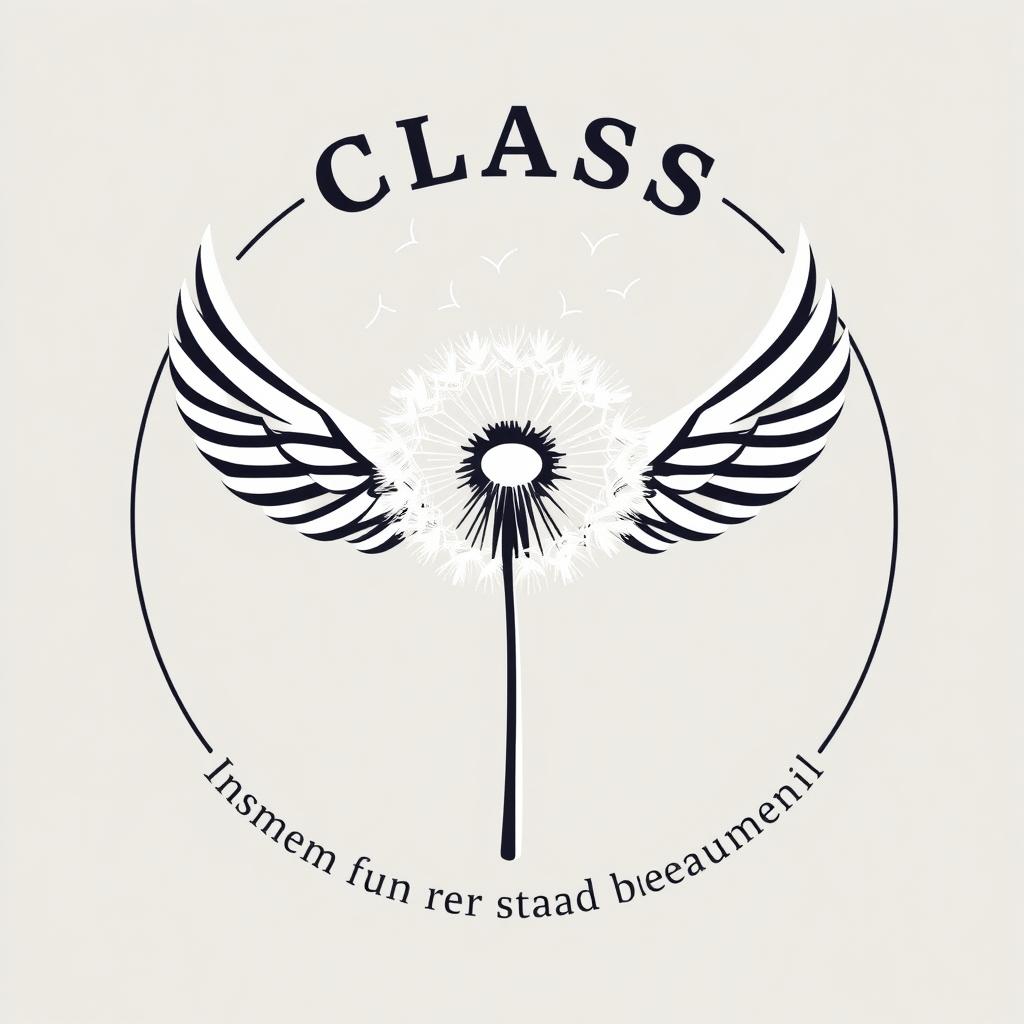 A class emblem featuring a central dandelion image, with its flower part designed to appear as if it is gradually dispersing, symbolizing the spread and legacy of dreams