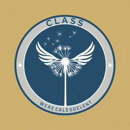A class emblem featuring a central dandelion image, with its flower part designed to appear as if it is gradually dispersing, symbolizing the spread and legacy of dreams