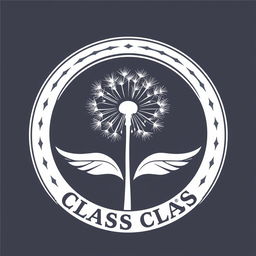 A class emblem featuring a central dandelion image, with its flower part designed to appear as if it is gradually dispersing, symbolizing the spread and legacy of dreams