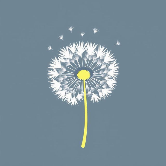 A central design featuring a dandelion with its flower head represented as gradually dispersing, symbolizing the spreading and inheritance of dreams