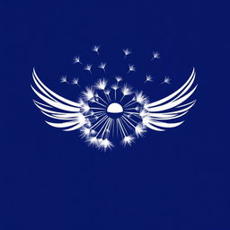 A central design featuring a dandelion with its flower head represented as gradually dispersing, symbolizing the spreading and inheritance of dreams