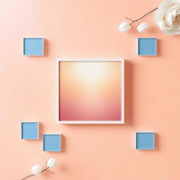 A beautifully designed digital composition focusing on a middle image box containing an exquisite piece of art