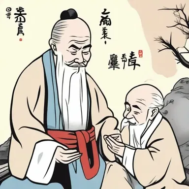 The philosopher told a confucian joke about a wise old man and his mischievous student.