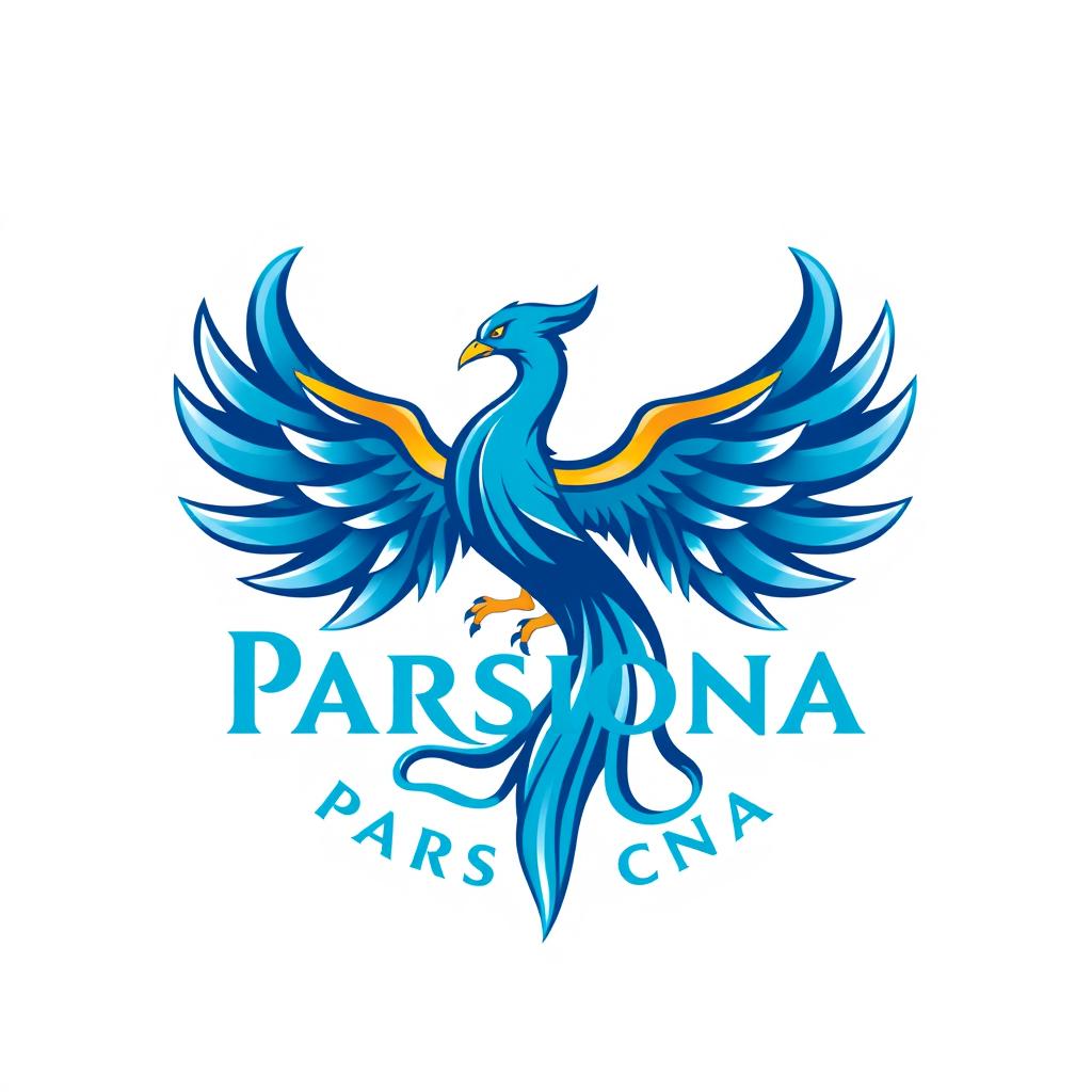 A logo design for the Parsiona sports club featuring a majestic Phoenix as the central symbol