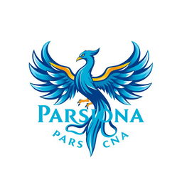 A logo design for the Parsiona sports club featuring a majestic Phoenix as the central symbol