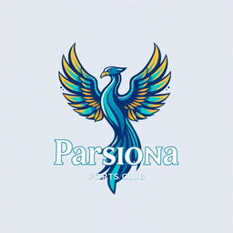 A logo design for the Parsiona sports club featuring a majestic Phoenix as the central symbol
