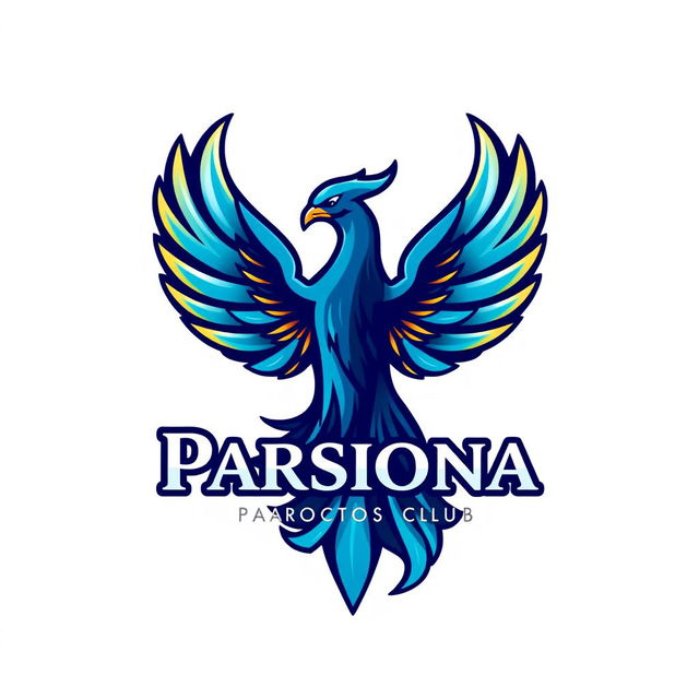 A logo design for the Parsiona sports club featuring a majestic Phoenix as the central symbol