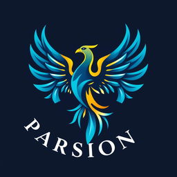 A logo design for the Parsiona sports club featuring a majestic Phoenix as the central symbol