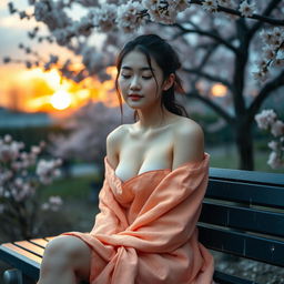An 18-year-old Chinese girl with white, healthy skin and an oval face, partially closing her eyes, radiating beauty and model-like qualities