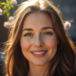 A portrait of a woman with soft, radiant lighting illuminating her face, highlighting her features beautifully