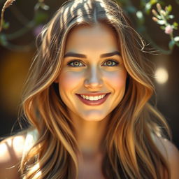 A portrait of a woman with soft, radiant lighting illuminating her face, highlighting her features beautifully