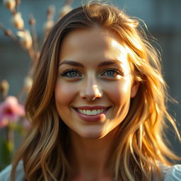 A portrait of a woman with soft, radiant lighting illuminating her face, highlighting her features beautifully