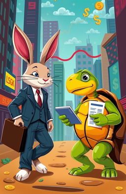 An imaginative retelling of the classic fable of the Rabbit and the Tortoise, infused with a financial theme