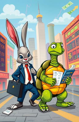 An imaginative retelling of the classic fable of the Rabbit and the Tortoise, infused with a financial theme