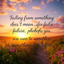 "Failing from something good doesn't mean life is a failure; perhaps you are on the way to something even better