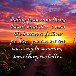 "Failing from something good doesn't mean life is a failure; perhaps you are on the way to something even better