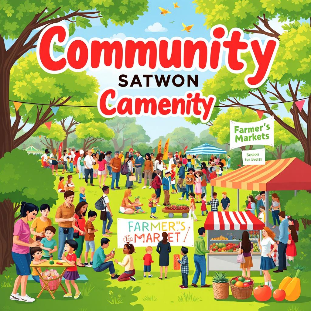 A vibrant and engaging poster showcasing a lively community gathering