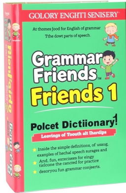 A pocket dictionary designed for learning English grammar, featuring colorful illustrations and user-friendly layout