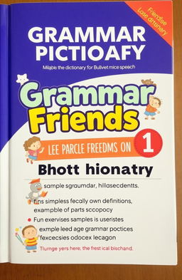 A pocket dictionary designed for learning English grammar, featuring colorful illustrations and user-friendly layout