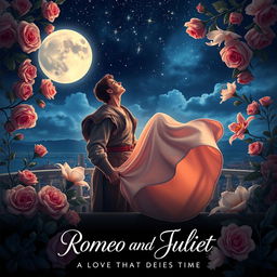 A stunning and unique movie poster for 'Romeo and Juliet', set against a romantic Verona backdrop