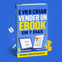 A captivating digital book cover for 'Como Criar e Vender um Ebook em 7 Dias (Mesmo Sem Experiência)'