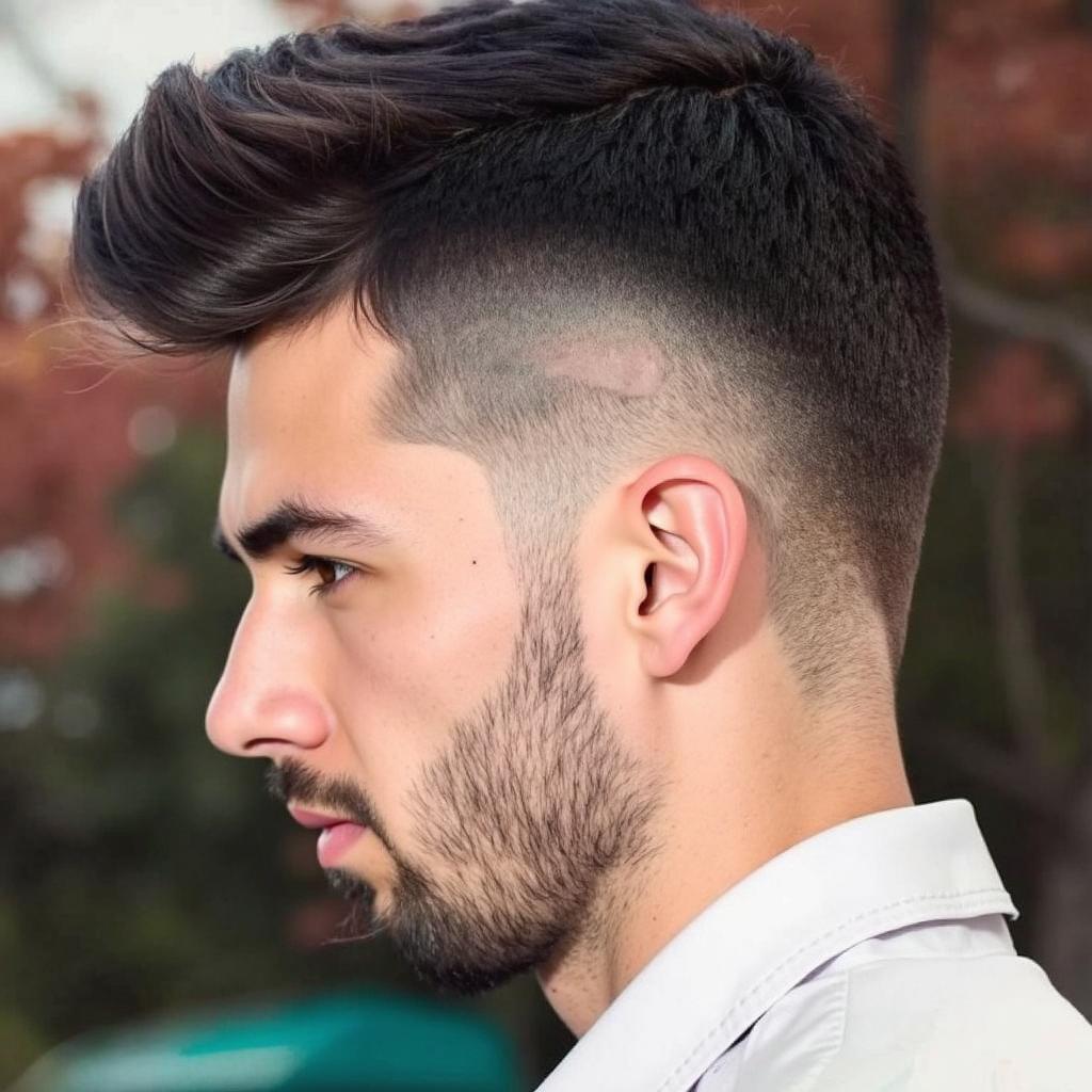 A stylish and modern men's hairstyle showcasing a well-defined fade