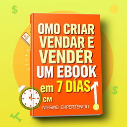 An eye-catching digital book cover for 'Como Criar e Vender um Ebook em 7 Dias (Mesmo Sem Experiência)'