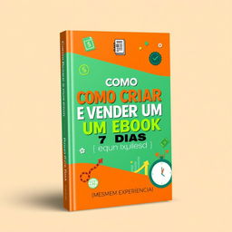 An eye-catching digital book cover for 'Como Criar e Vender um Ebook em 7 Dias (Mesmo Sem Experiência)'