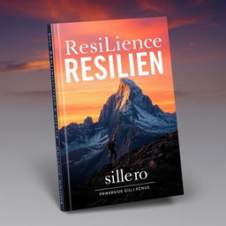 A striking and inspirational book cover for the title "Resilience" featuring a tall, majestic mountain range in the background symbolizing strength and determination