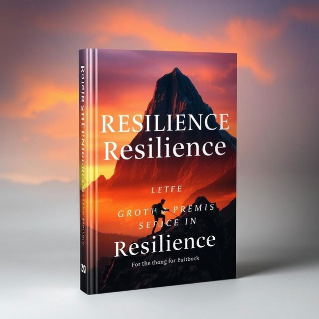 A striking and inspirational book cover for the title "Resilience" featuring a tall, majestic mountain range in the background symbolizing strength and determination