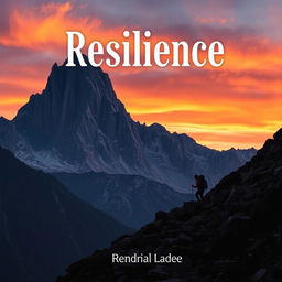 A striking and inspirational book cover for the title "Resilience" featuring a tall, majestic mountain range in the background symbolizing strength and determination